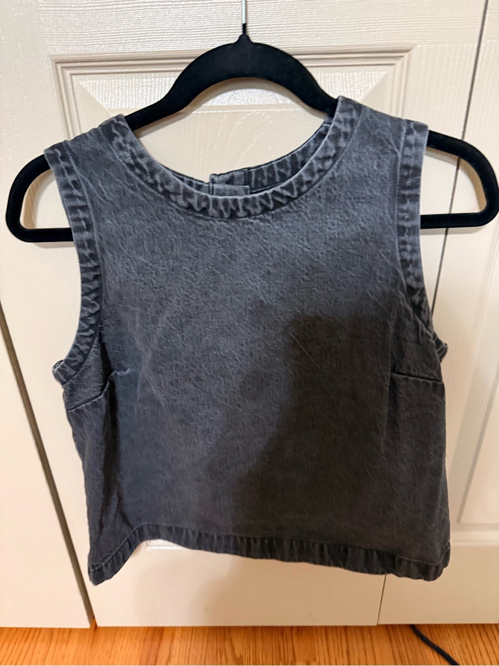 Abercrombie Washed Black Crop Tank Top - buttons down the backWomen